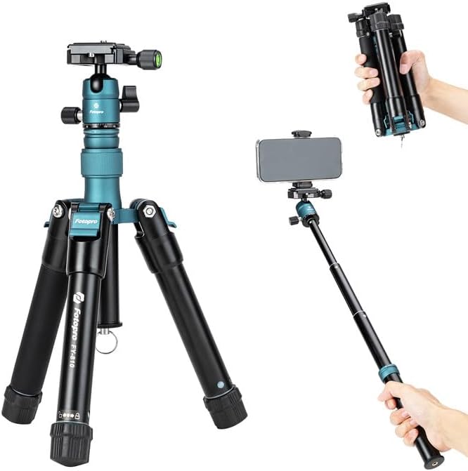 Fotopro Mini Tripod with Ball Head, Phone Mount Detachable Selfie Stick by Fotopro