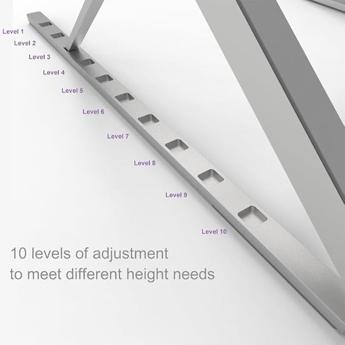 Aluminum Laptop Stand for Desk, Foldable Ventilated Cooling Notebook Stand - Image 2