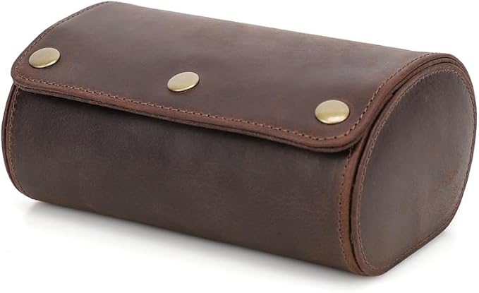 Genuine Leather Watch Roll Travel Case, 2 Slots Vintage Full Grain Leather - Image 2