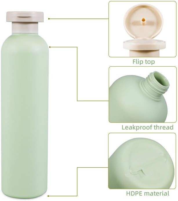 8.8oz Squeeze Bottles with Flip Cap, Refillable Plastic Travel Bottles - Image 3