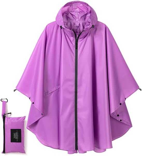 Rain Poncho Jacket Coat Hooded Zipper Style by salamra