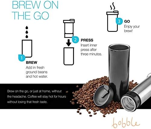 bobble French Coffee Presse, On-The-Go use, Quick Brew, Slim Design, Triple - Image 3