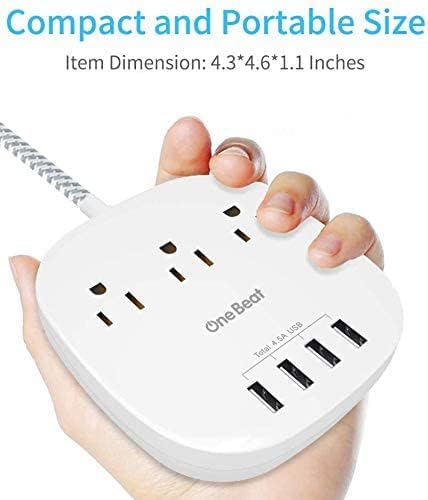 Desktop Power Strip with 3 Outlet 4 USB Ports 4.5A, Flat Plug and 10 ft Long - Image 6