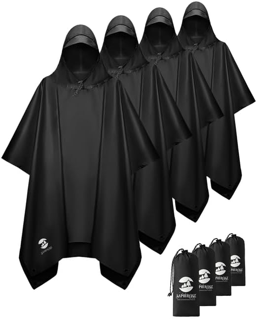 SaphiRose Hooded Rain Poncho Waterproof Raincoat Jacket by SaphiRose