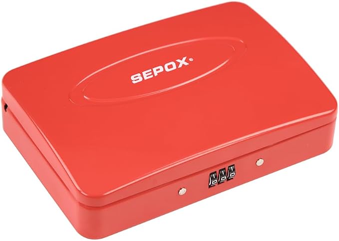 SEPOX® Twins Water/Fire-Resistant Portable Security Case Lock Box Steel - Image 5