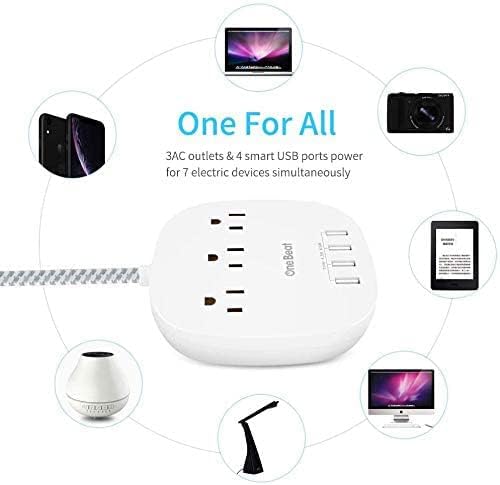 Desktop Power Strip with 3 Outlet 4 USB Ports 4.5A, Flat Plug and 10 ft Long - Image 7