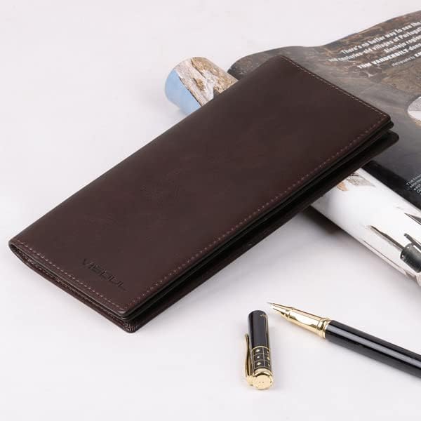 VISOUL Mens Leather Long Checkbook Bifold Wallets - Image 6