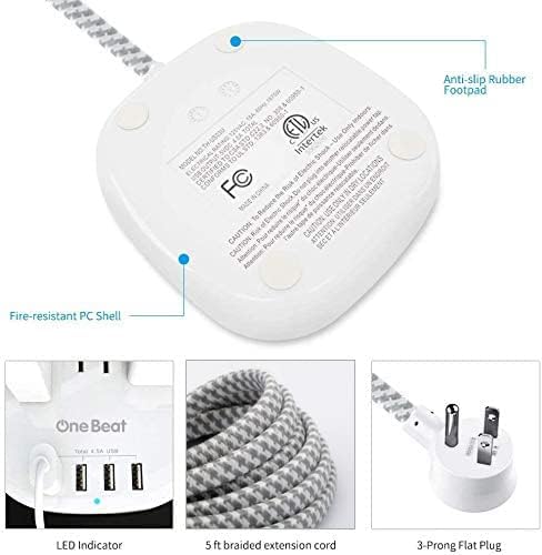 Desktop Power Strip with 3 Outlet 4 USB Ports 4.5A, Flat Plug and 10 ft Long - Image 4
