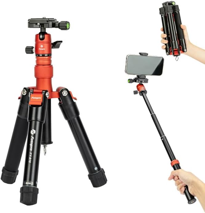 Fotopro Mini Tripod with Ball Head, Phone Mount Detachable Selfie Stick by Fotopro