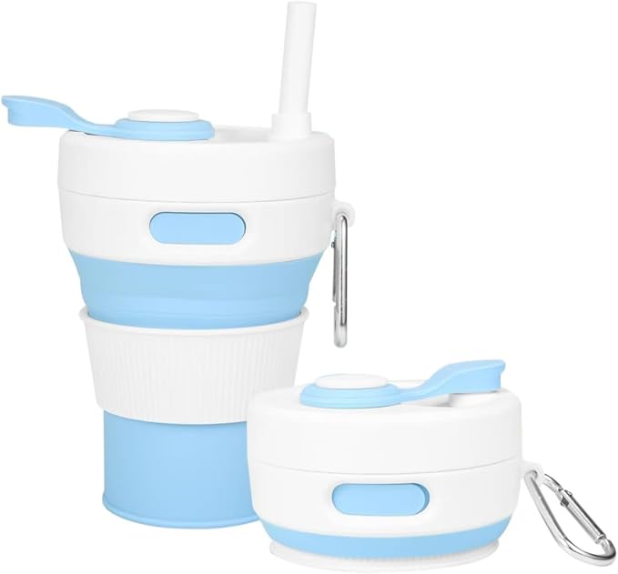 Silicone Collapsible Travel Mug Blue 15oz / 450ml by JSHYGOUP