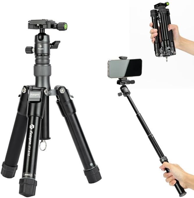 Fotopro Mini Tripod with Ball Head, Phone Mount Detachable Selfie Stick by Fotopro
