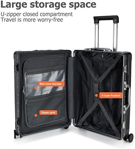 feilario 20in Aluminium Frame PC Hard Shell Spinner Wheels Luggage, Built-In - Image 5