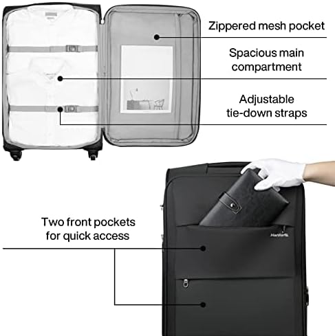 Hanke 28 Inch Luggage with Spinner Wheels Expandable Large Suitcase with Wheels - Image 6