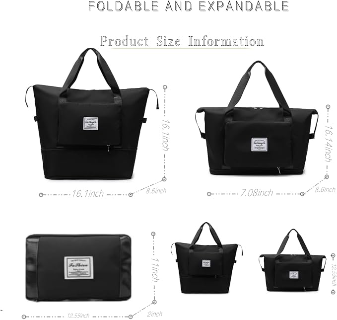 Large Capacity Foldable Travel Bag, Expandable lightweight Carry on Bag - Image 2