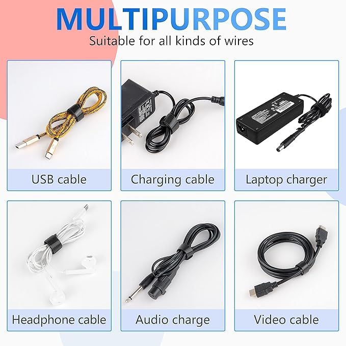 120 x Reusable Cable Ties Black, Adjustable Releasable Hook and Loop Cable - Image 4
