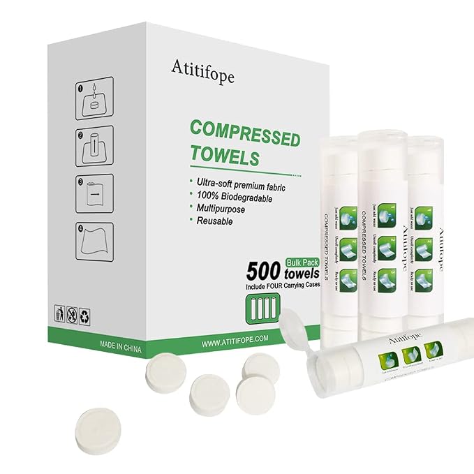 Compressed Towel Camping Hiking Travel Reusable Clean Towels Coin Tissues Bulk by Atitifope