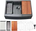 Black Farmhouse Sink 33 Inch by Comllen
