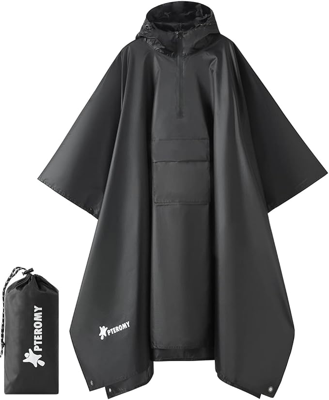 PTEROMY Hooded Rain Poncho for Adult by PTEROMY