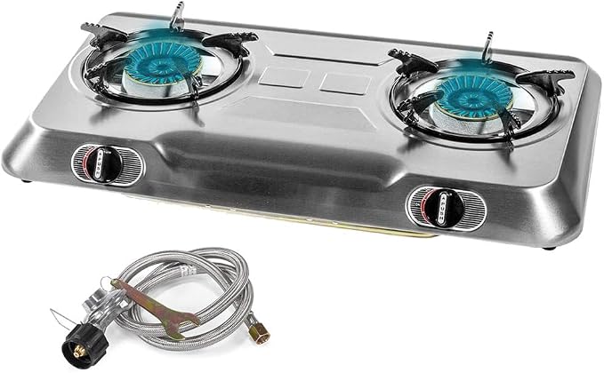 XtremepowerUS 25, 516BTU Double Burner Stove Auto Ignition Cooktop Outdoor LPG by XtremepowerUS