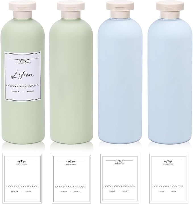 13.5 oz Plastic Travel Shampoo Bottles, Refillable Flip Cap Squeeze Bottles by UMETASS