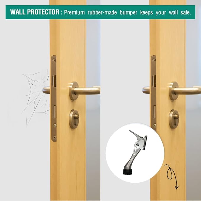 One Touch Kickdown Door Stopper, Door Holder, Heavy Duty Door Stops, Bottom of - Image 2