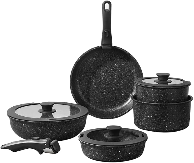 Pots and Pans Set, Nonstick Detachable Handle Cookware Set, Induction Kitchen by UMETRE