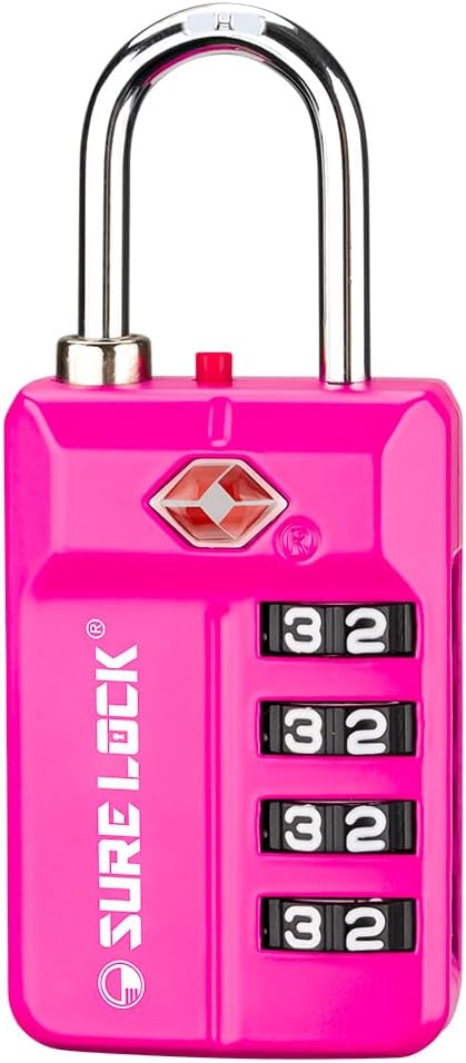 SURE LOCK TSA Approved 4-Digit Resettable Combination Luggage Locks by LOCKDEPOT