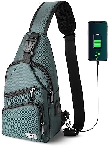 AMJ Crossbody Sling Bag Men Women, Casual Shoulder Backpack, Chest Daypack by AMJ