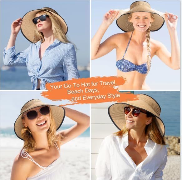 Womens Sun Visor Hat Straw Sun Visors - Image 7