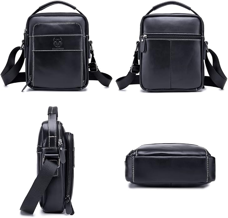 KPYWZER Genuine Leather Shoulder Bag Small Men Messenger Pack Handbag Sling - Image 2
