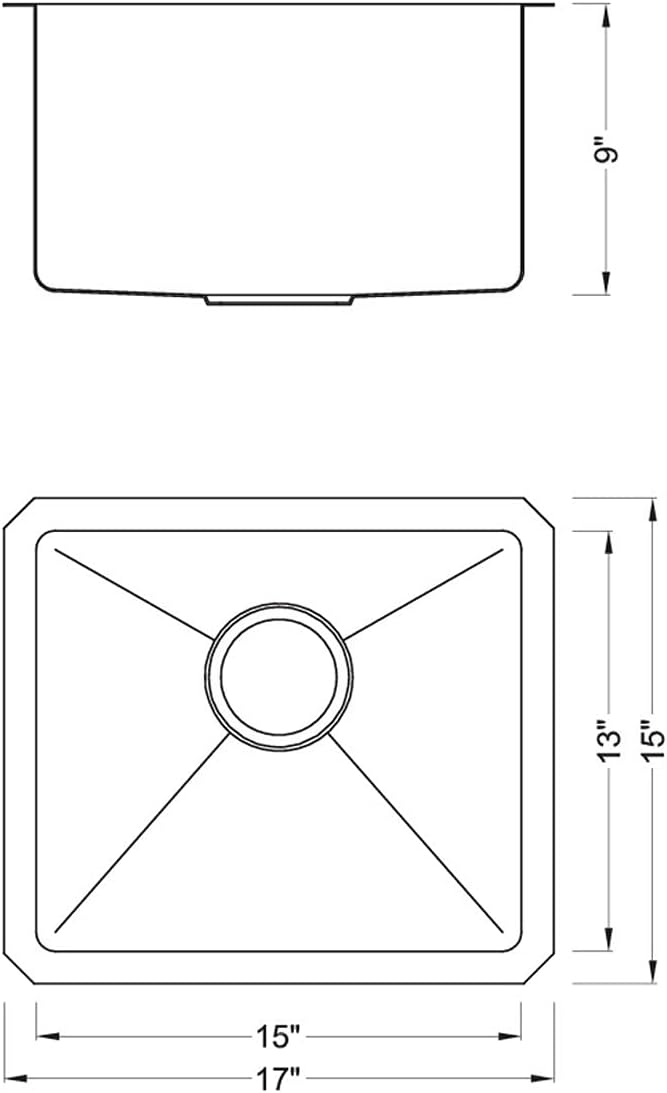 17 in. x 15 in. x 9 in. 16-Gauge Stainless Steel Undermount Single Bowl Bar - Image 6