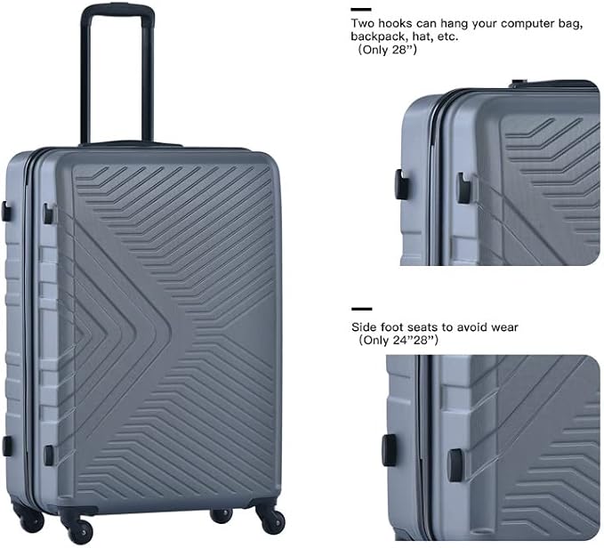 Campfun 3 Piece Luggage Sets, Hardshell ABS Luggage - Image 3