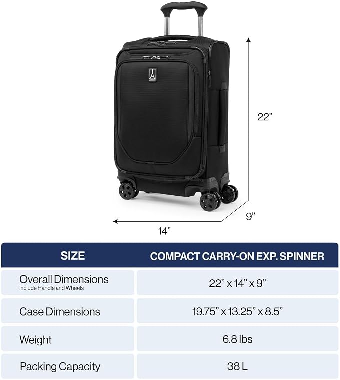 Travelpro Crew Classic Lightweight Softside Expandable Carry on Luggage - Image 2