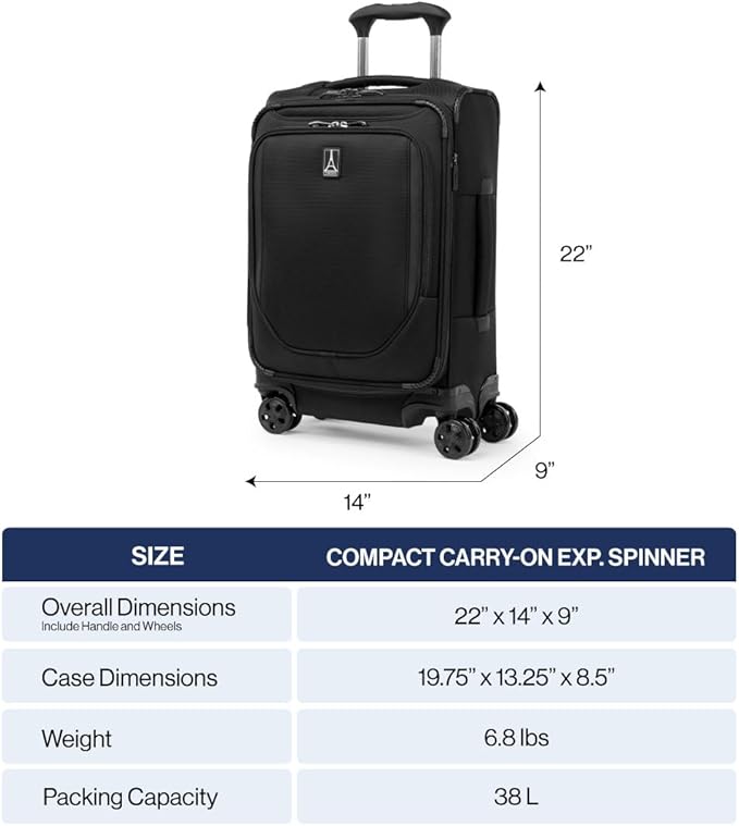 Travelpro Crew Classic Lightweight Softside Expandable Carry on Luggage - Image 2