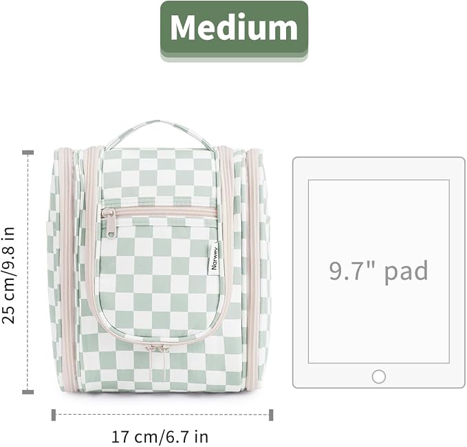 Narwey Small Checkered Hanging Travel Toiletry Bag - Image 8