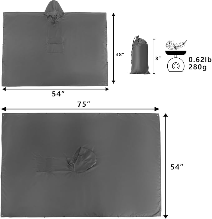 salamra Hooded Rain Poncho Waterproof Raincoat Jacket - Image 2