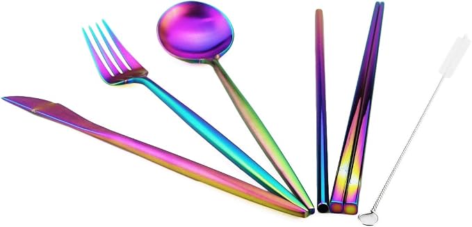 Gugrida Reusable Travel Utensils, 7 Piece Portable 304 Stainless Steel - Image 7