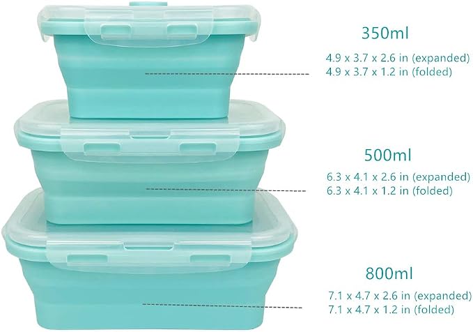 CARTINTS Silicone Collapsible Food Storage Containers-Prep/Storage Bowls - Image 2