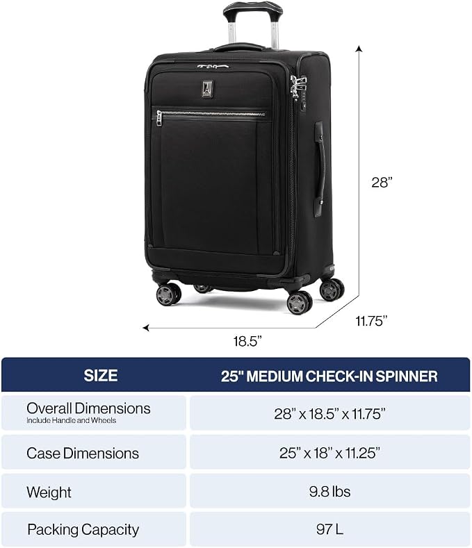 Travelpro Platinum Elite Softside Expandable Checked Luggage, 8 Wheel Spinner - Image 2