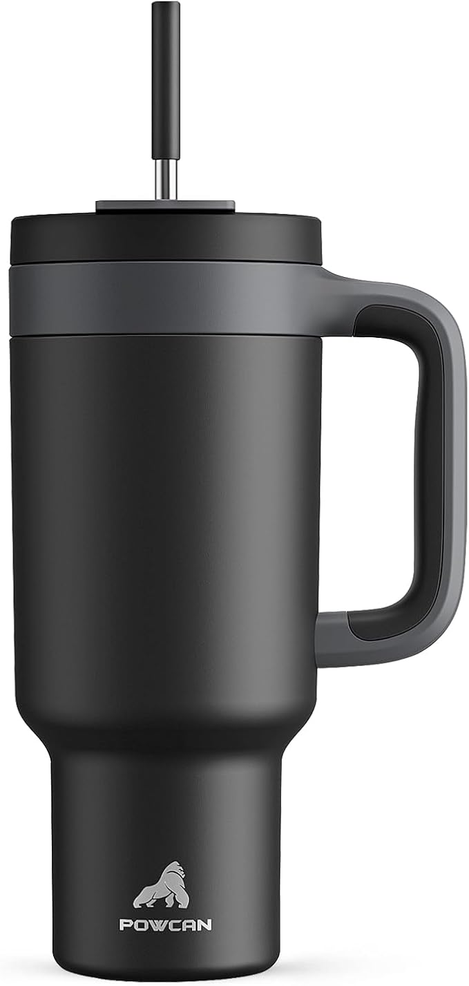 POWCAN 40 oz Tumbler with Handle, 2-in-1 Straw and Sip Lid, Dishwasher Safe by POWCAN