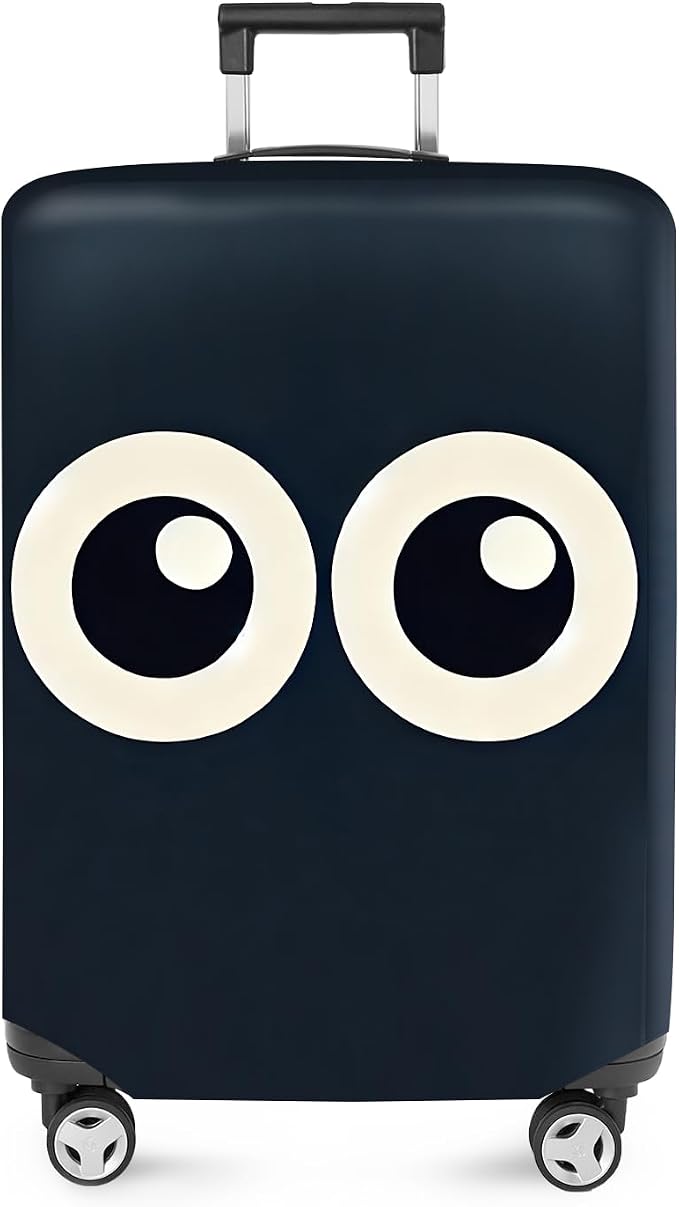 ANNA QUEEN Navy Blue Cartoon Eyes Luggage Cover, Funny Suitcase Protector by ANNAQUEEN