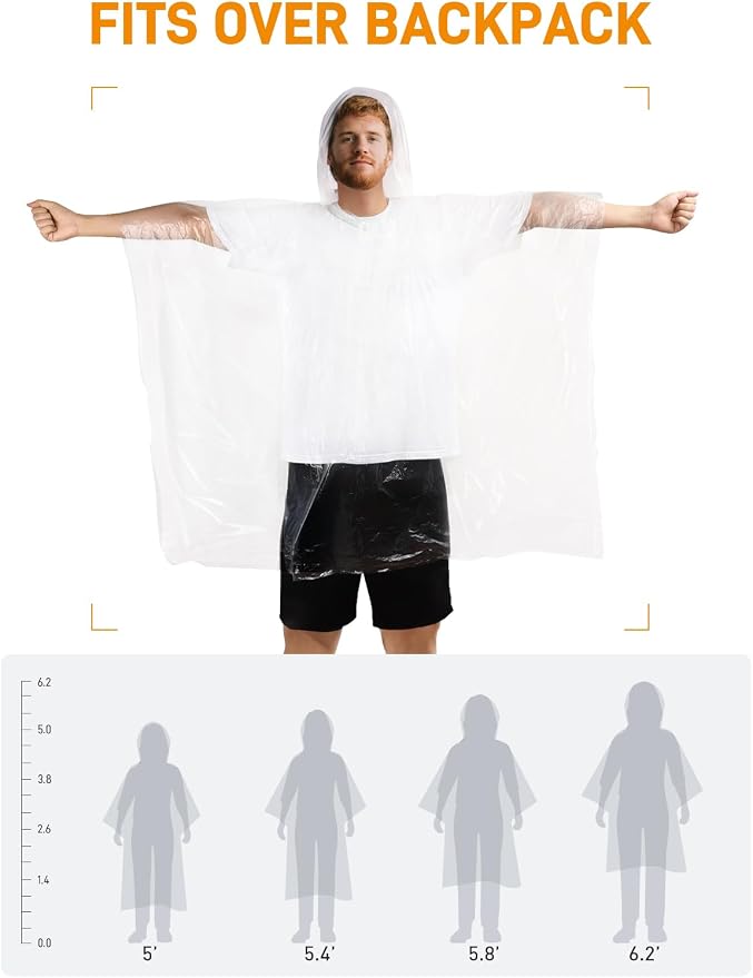 SaphiRose Disposable Rain Ponchos Emergency Clear Poncho - Image 3