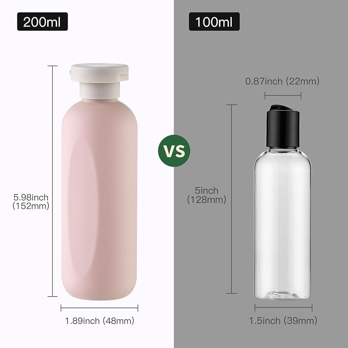 6.7oz Travel Shampoo Bottle, Empty Plastic Squeeze Bottles - Image 4