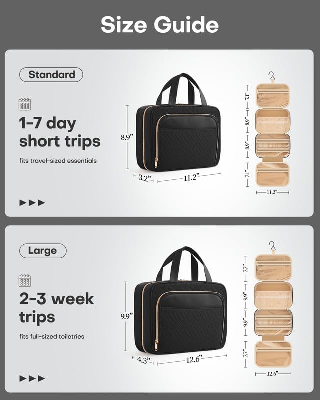 HOTOR Travel Toiletry Bag for Women & Men, Waterproof Makeup Bag - Image 4