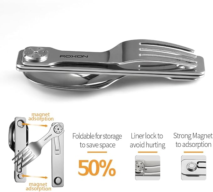 Roxon C2 Camping Utensil 2 in 1 Detachable Folding Cutlery - Image 3