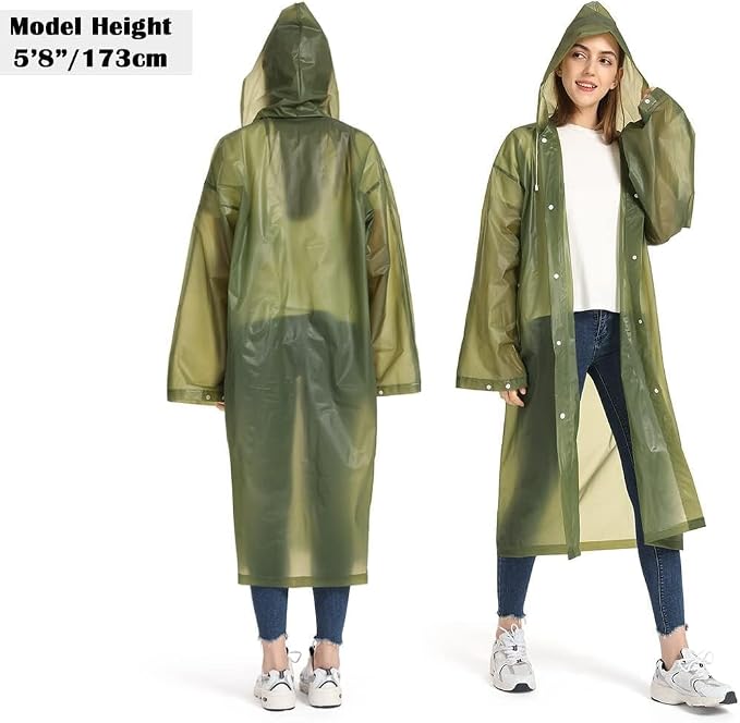 Opret 2 Pack Raincoats for Adults Reusable, EVA Rain Ponchos Lightweight Rain - Image 6