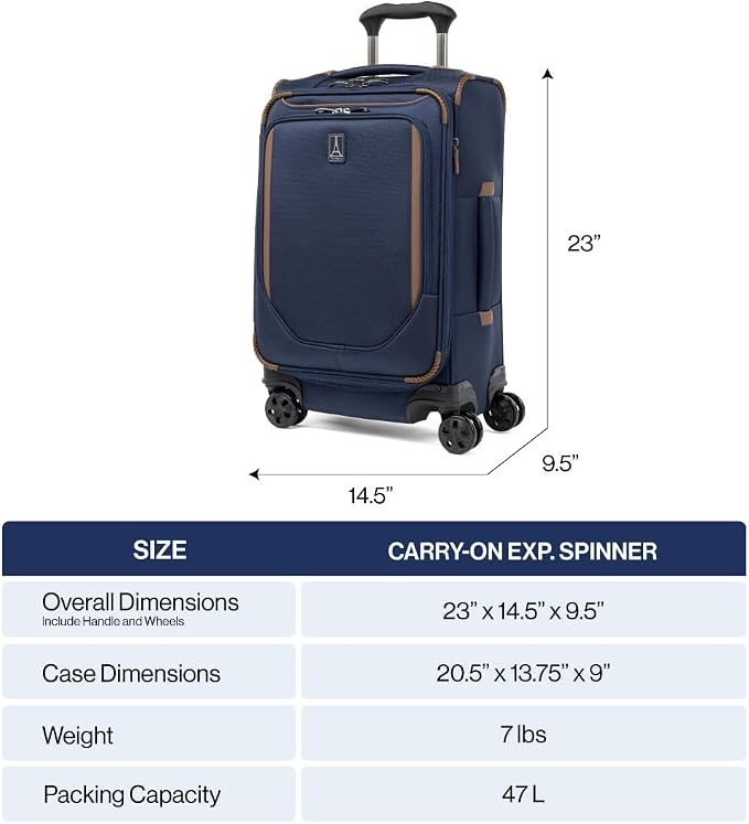 Travelpro Crew Classic Lightweight Softside Expandable Carry on Luggage - Image 6