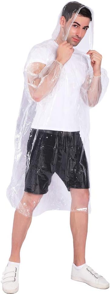 Rain Ponchos, with Drawstring Hood （10 Pack） Emergency Disposable Rain Ponchos - Image 4