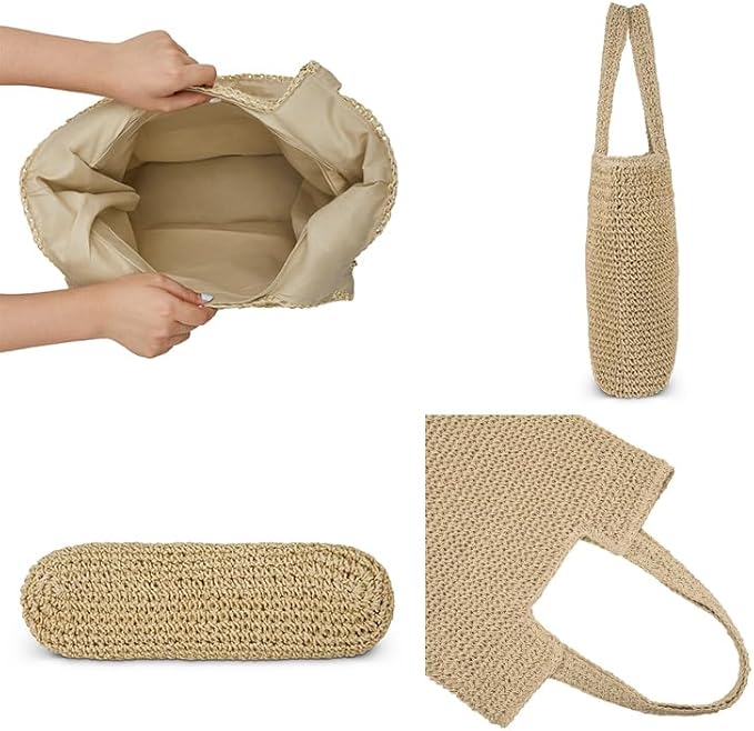 Straw Beach Tote Bag: Large Summer Boho Woven Bags - Image 4