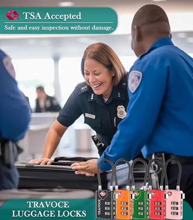 Search Alert TSA Approved Travel Combination Luggage Cable Locks - Image 2